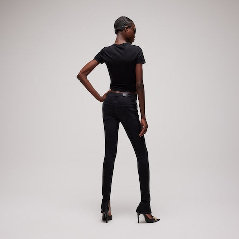 Cotton jersey T-shirt with embroidery - black