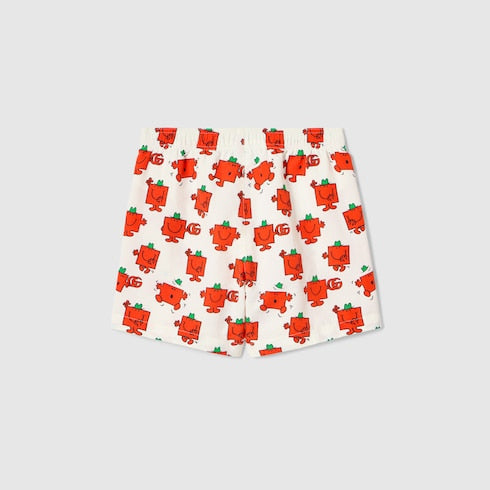 Children's nylon froissè swim shorts - white and red