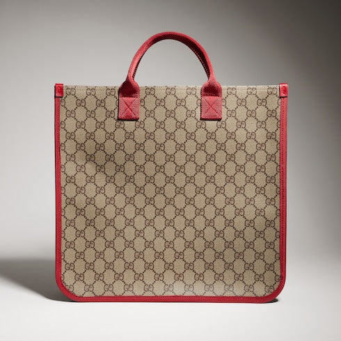 Children's GG tote bag with print - beige and brown GG Supreme