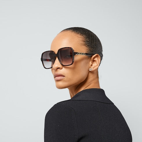 Rectangular frame sunglasses - tortoiseshell acetate