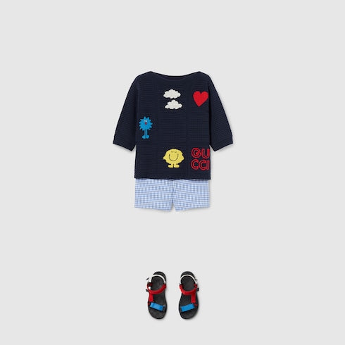 Children's cotton crochet sweater - blue