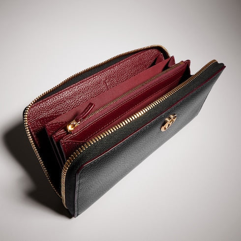 Bi-color GG Marmont zip around wallet - black and red leather