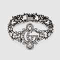 GG Marmont crystal bracelet - palladium-toned brass