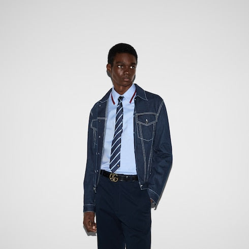 Oxford cotton shirt with Web - pale blue