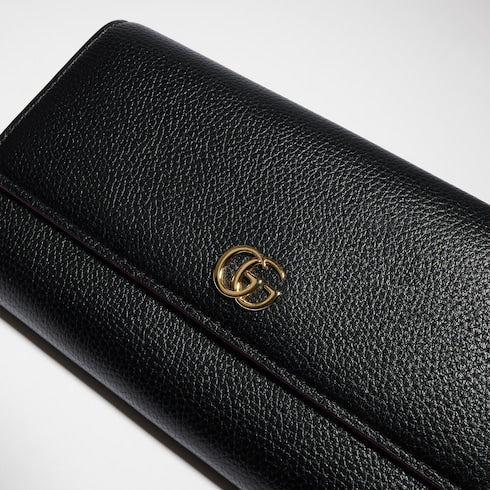 Bi-color GG Marmont continental wallet - black and red leather