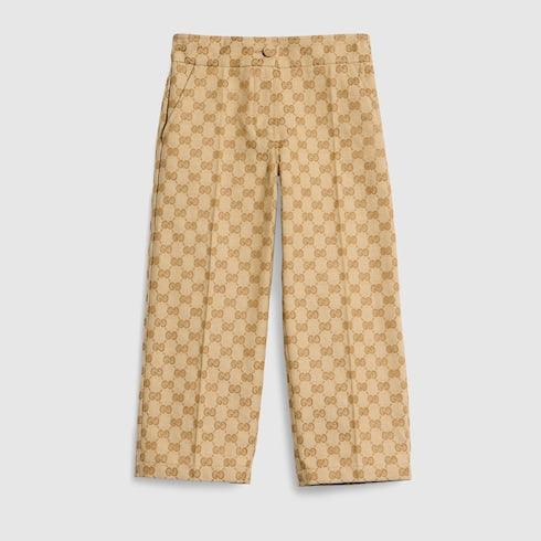 Children's GG canvas pants - sand and brown