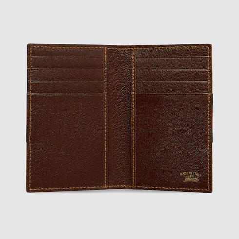 GG card case with Web - sand and brown GG canvas
