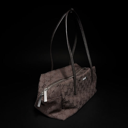 Gucci Melrose medium boston bag - dark brown GG canvas