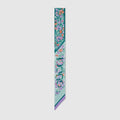 Printed silk twill ribbon - aquamarine and lilac