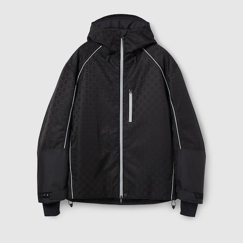 GG technical fabric jacquard jacket - black