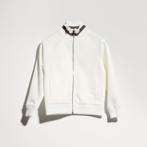 Children's jersey zip jacket with Web - white