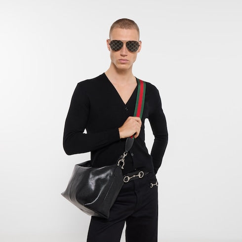 Brera medium crossbody bag - black leather