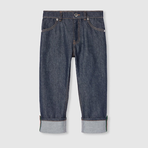 Children's denim pants with Web - dark blue
