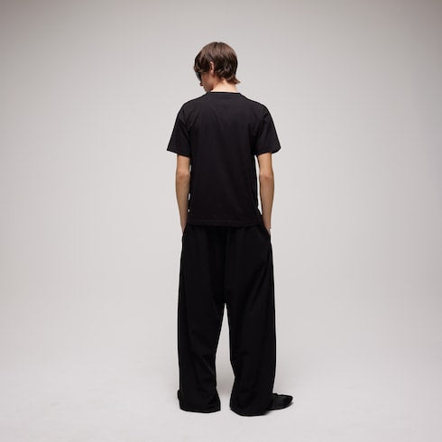Cotton jersey T-shirt with embroidery - black