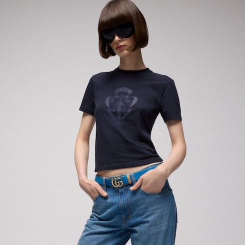 Reversible GG Marmont belt - sand GG canvas