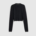 Fine crêpe viscose cardigan - black