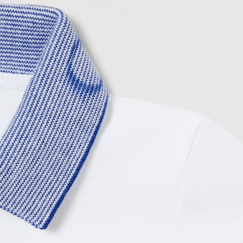 Baby cotton polo shirt with embroidery - white