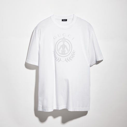 Cotton jersey T-shirt with print - white