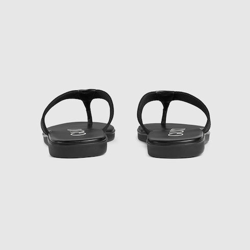Men's thong with tonal logo - black jacquard fabric