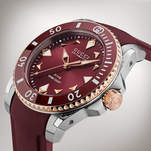 Gucci Dive watch, 36mm - burgundy rubber