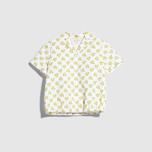Children's cotton shirt with print - white