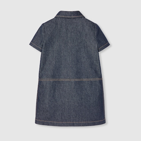 Children's denim dress with Horsebit - dark blue