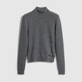 Fine rib knit wool top with Horsebit - dark brown