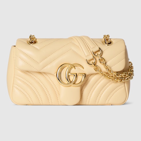 GG Marmont small shoulder bag - light yellow leather