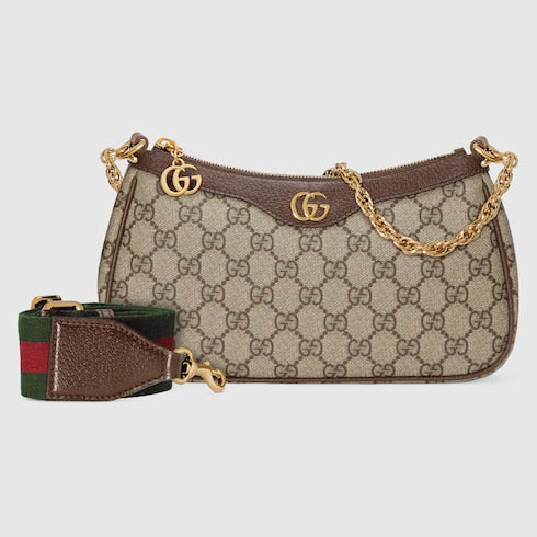 Ophidia small shoulder bag - beige and dark brown GG Supreme