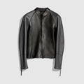 Grainy leather zip jacket - black