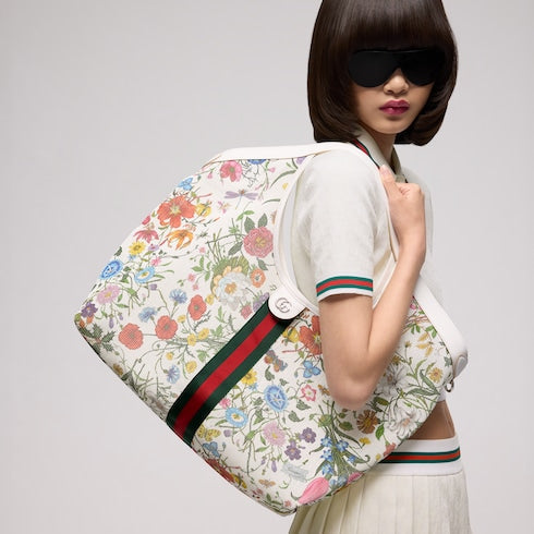 Gucci Giglio Flora large tote bag - white and multicolor Flora net