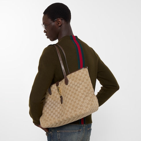 Gucci Jackie medium tote bag - sand and brown GG canvas