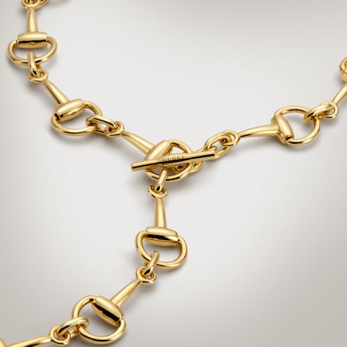 Horsebit lariat necklace - gold-toned brass