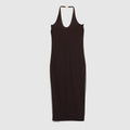 Viscose crêpe jersey dress with Horsebit - dark brown