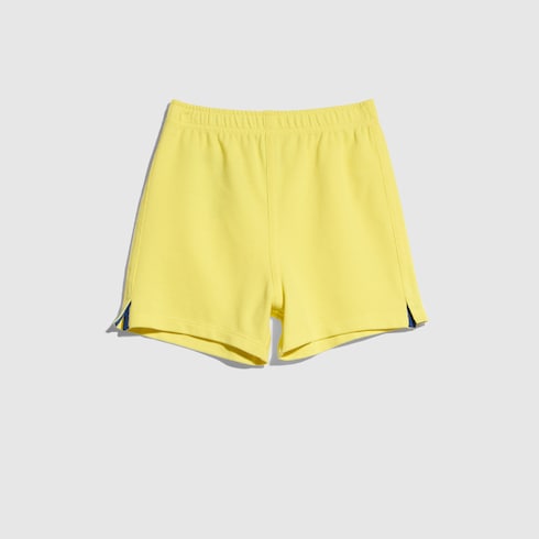 Baby cotton shorts with embroidery - yellow