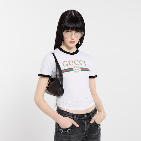 Cotton jersey T-shirt with print - white