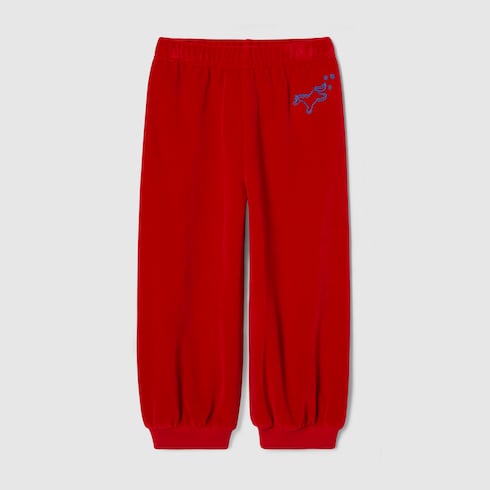 Children's chenille jogging pants - red