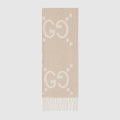 GG cashmere lamé jacquard scarf - camel and white