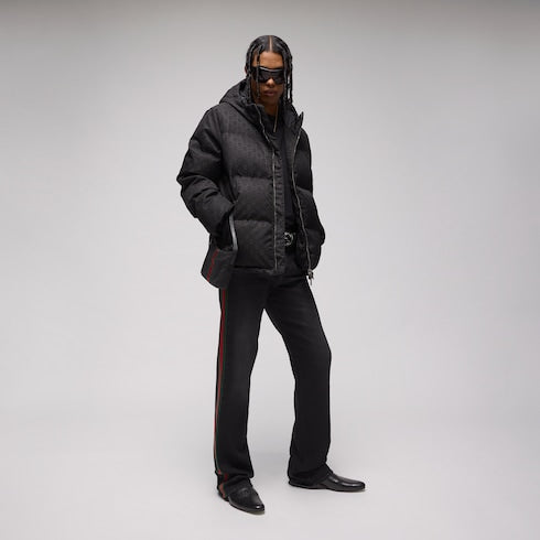 GG nylon canvas down jacket - black