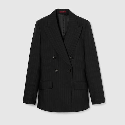 Pinstripe Gucci wool jacquard jacket - black