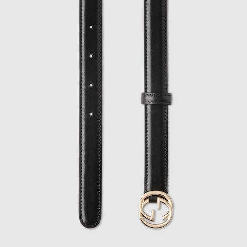 Belt with Interlocking G buckle - black leather