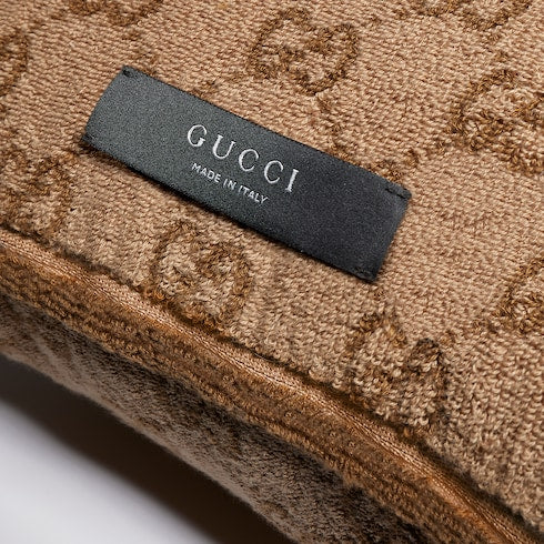 GG cotton cushion - beige and camel GG cotton