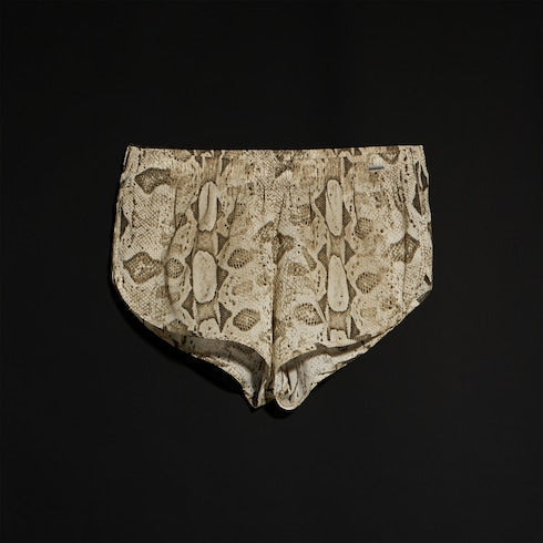 Printed silk shorts - ivory and brown