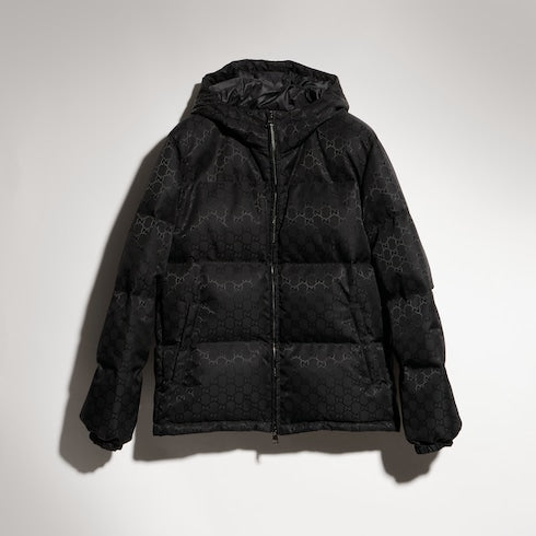 GG nylon canvas down jacket - black