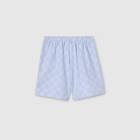 Baby GG striped poplin shorts - white and light blue