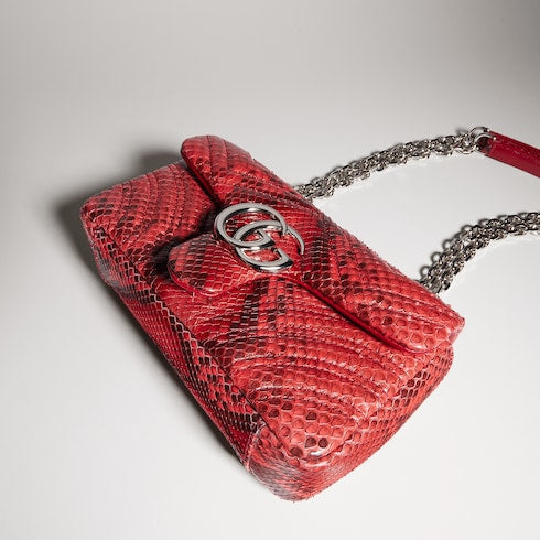GG Marmont python small shoulder bag - deep red