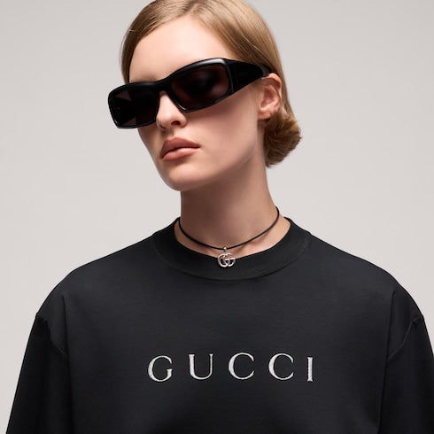 Cotton jersey T-shirt with print - black