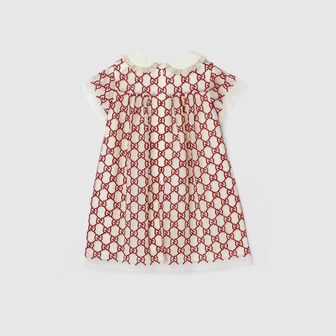 Baby GG nylon dress - red and off white