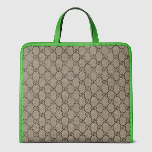 Children's printed GG tote bag - beige and brown GG Supreme