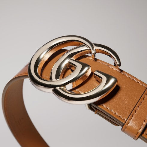 GG Marmont thin belt - brown leather
